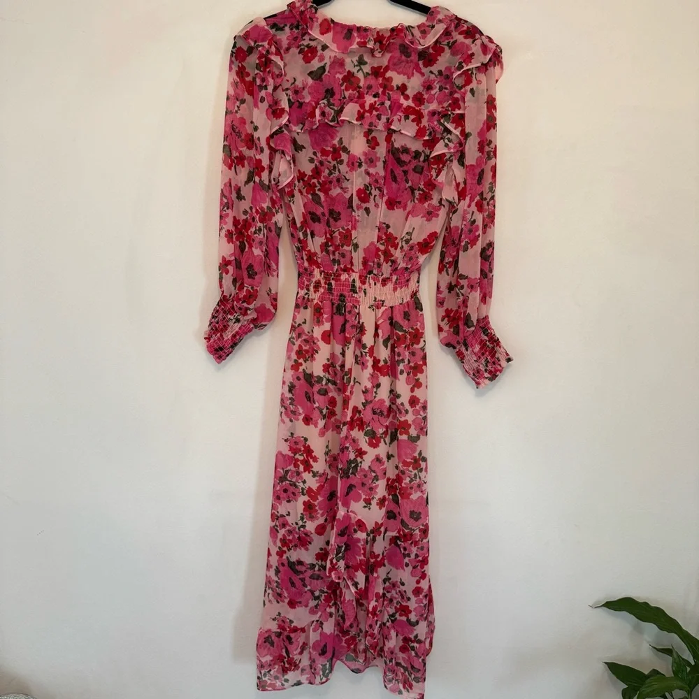 MISA Los Angeles Pink Floral Ruffle Dress XS - Picture 7 of 12